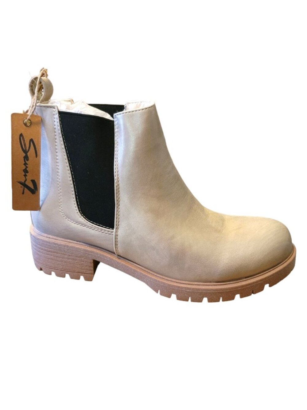 Gold Ankle Boots Seven7 Billie Booties Pull-On Platform Womans Size 10 JJ3346
